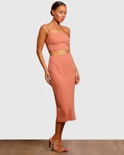 Pasduchas Pulse Slash Midi Dress Guava Size 6 for rent on The Volte - image 2