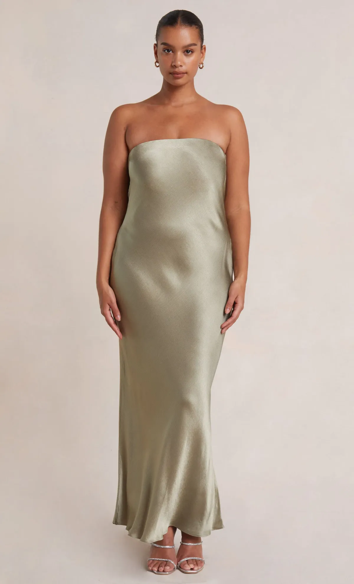 Bec & Bridge Moon Dance Strapless Dress Sage Green Size 14 for rent on The Volte - main image