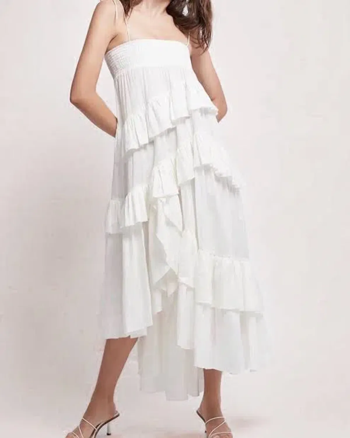 Aje Armeria Waterfall Dress White Size 10 for rent on The Volte - main image