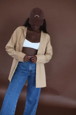 Zulu & Zephyr Linen Shirt Camel Brown Size 8 for rent on The Volte - image 3