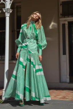 Mackenzie Mode Long Sleeve Striped Maxi Dress Print Size 14 for rent on The Volte - image 1