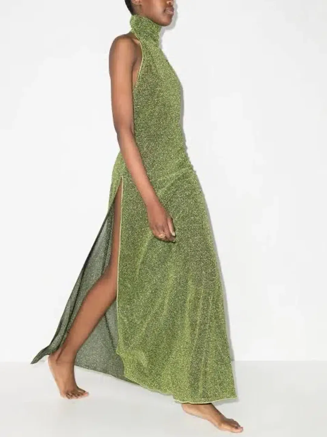 Oseree Lumiere Turtleneck Dress in Green Size 10  for rent on The Volte - main image