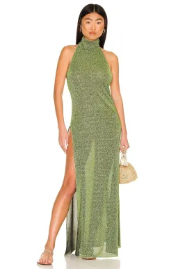 Oseree Lumiere Turtleneck Dress in Green Size 10  for rent on The Volte - image 6