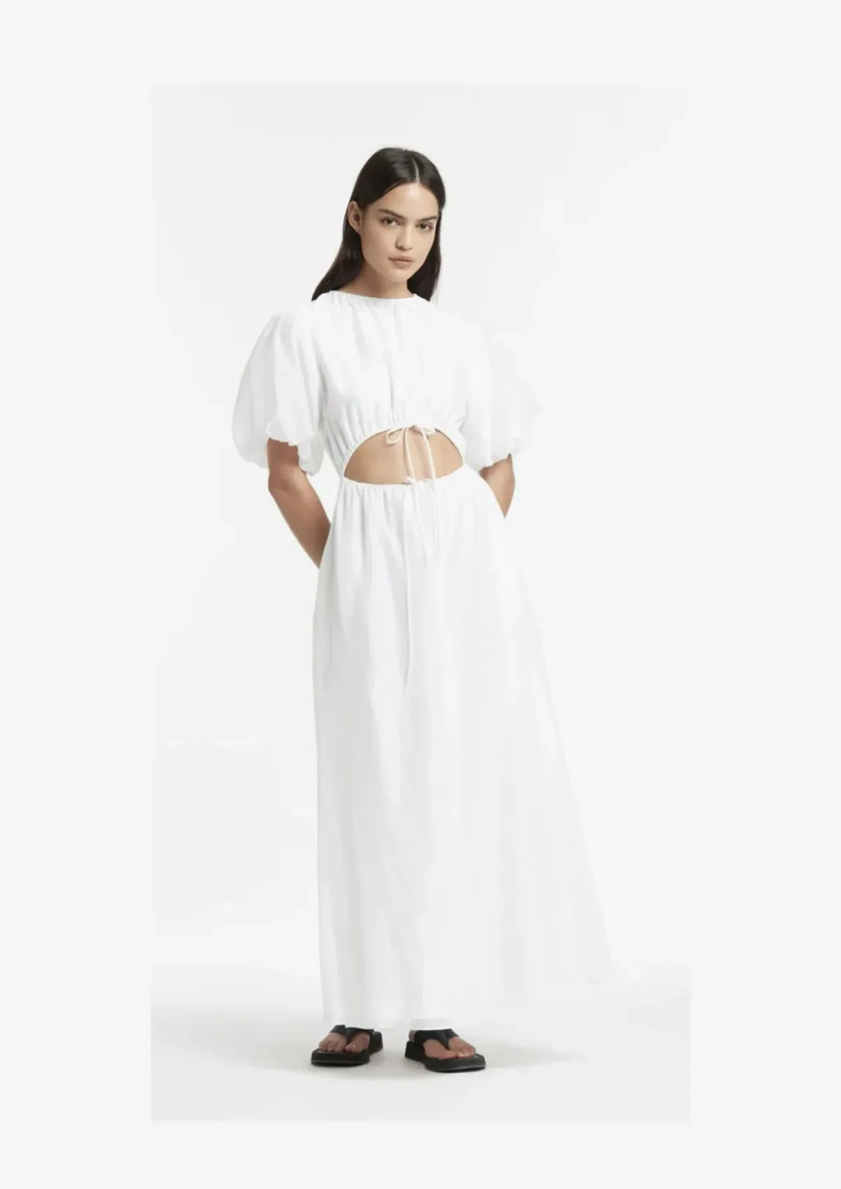Sir the Label Franc Puff Sleeve Maxi Dress White Size AU 8 for rent on The Volte - main image
