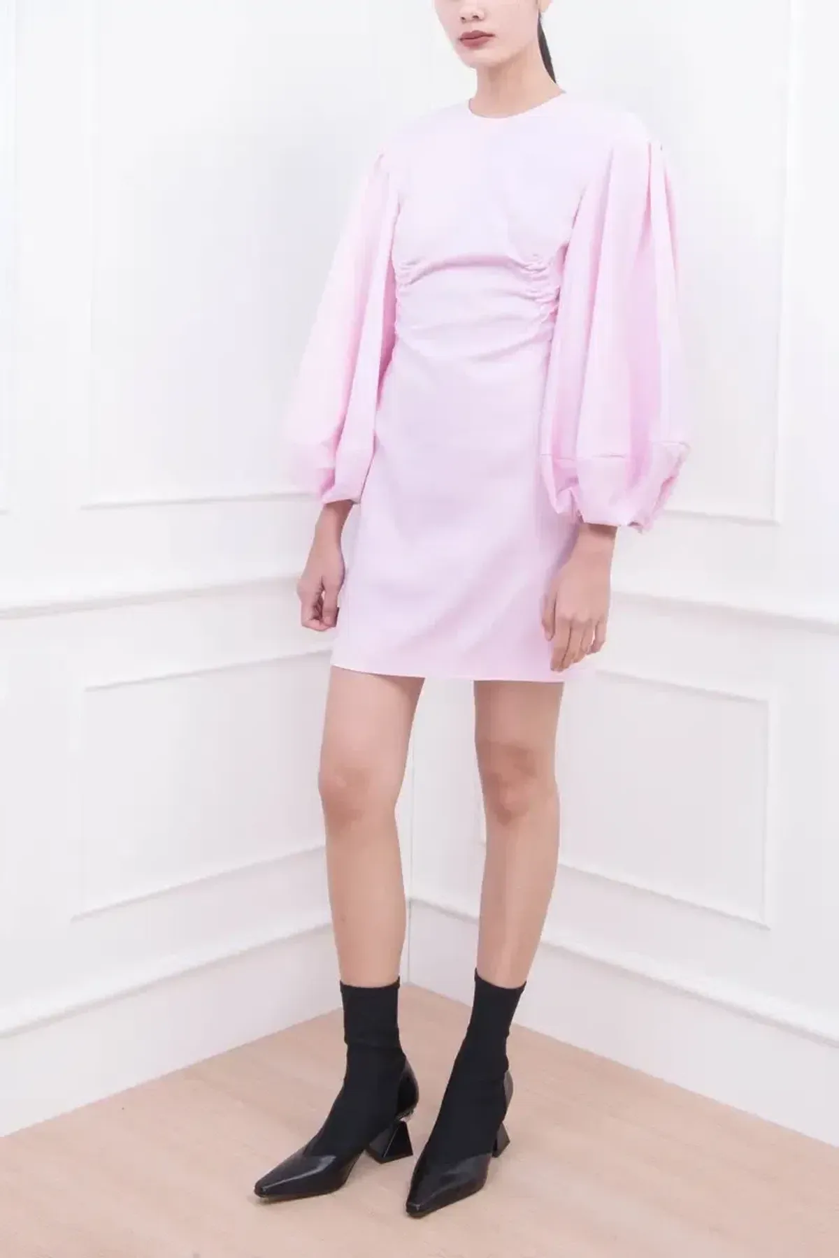 Camilla & Marc Philomena Blouson Sleeve Dress Ice Pink Size 6 for rent on The Volte - main image
