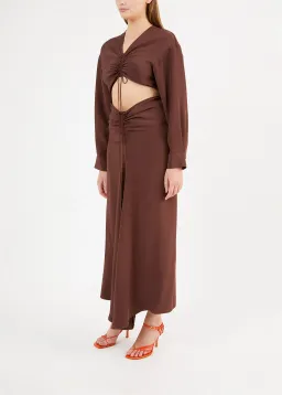 Christopher Esber The Ruched Disconnect Shirt Dress Brown Size 12  for rent on The Volte - image 3