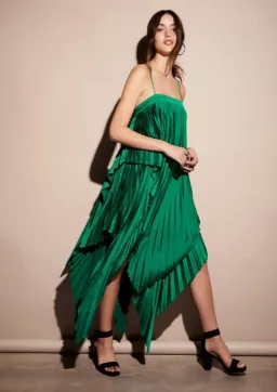 Acler Ceder Pleat Dress Green Size 8  for rent on The Volte - image 1