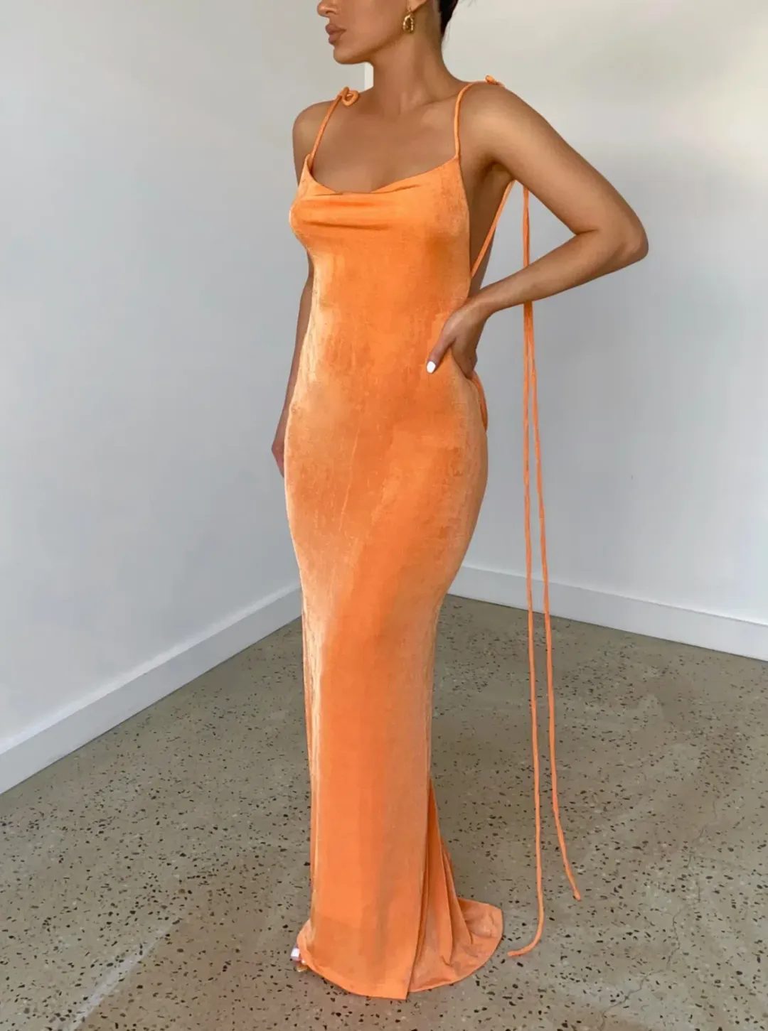 Mélani the Label Cristina Gown - Orange - Size Medium for rent on The Volte - main image