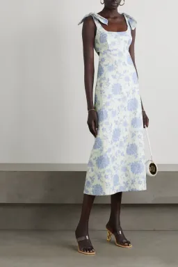 Zimmermann Postcard Tie Shoulder Midi Dress Print Size 3/ Au 14 for rent on The Volte - image 3