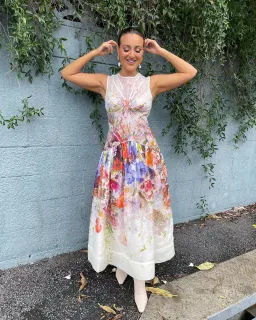 Zimmermann Prima Panelled Midi Dress Multi Floral Size 1 / Au 10 for rent on The Volte - image 3