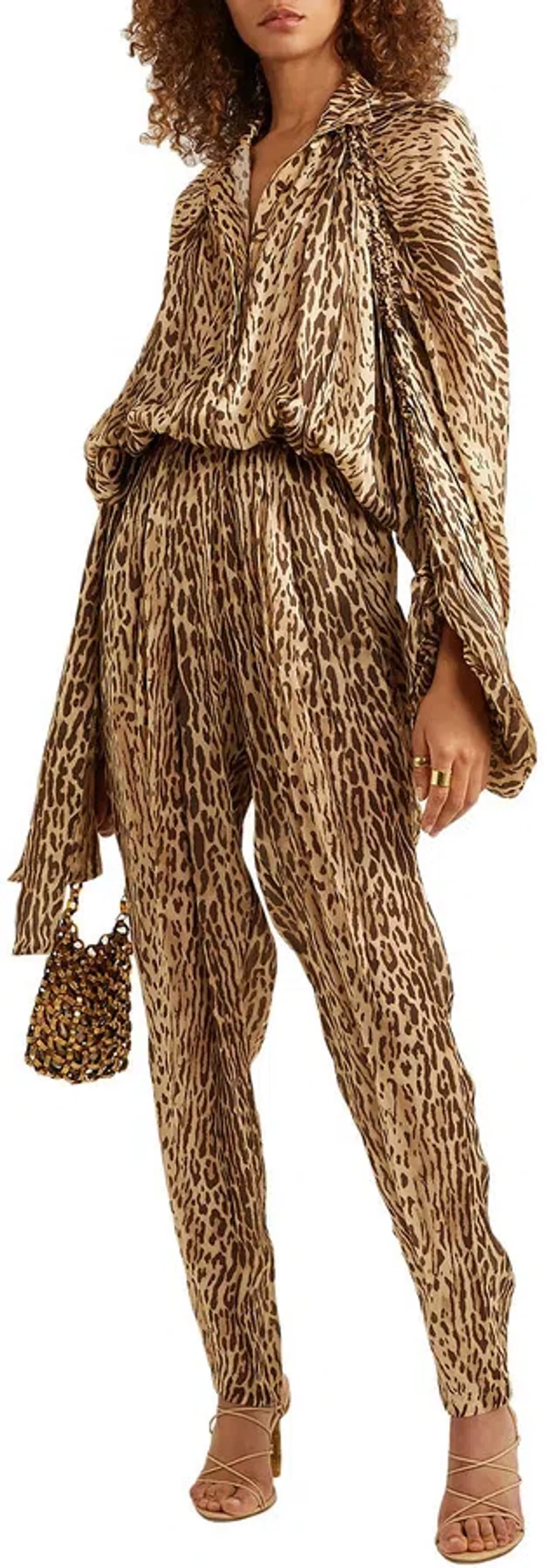 Zimmermann Espionage Tie Neck Leopard Jumpsuit Animal Print Size 0 / AU 8 for rent on The Volte - main image