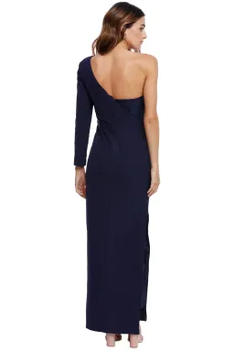 Elle Zeitoune High Split Asymmetrical Dress Navy Size 10 for rent on The Volte - image 2