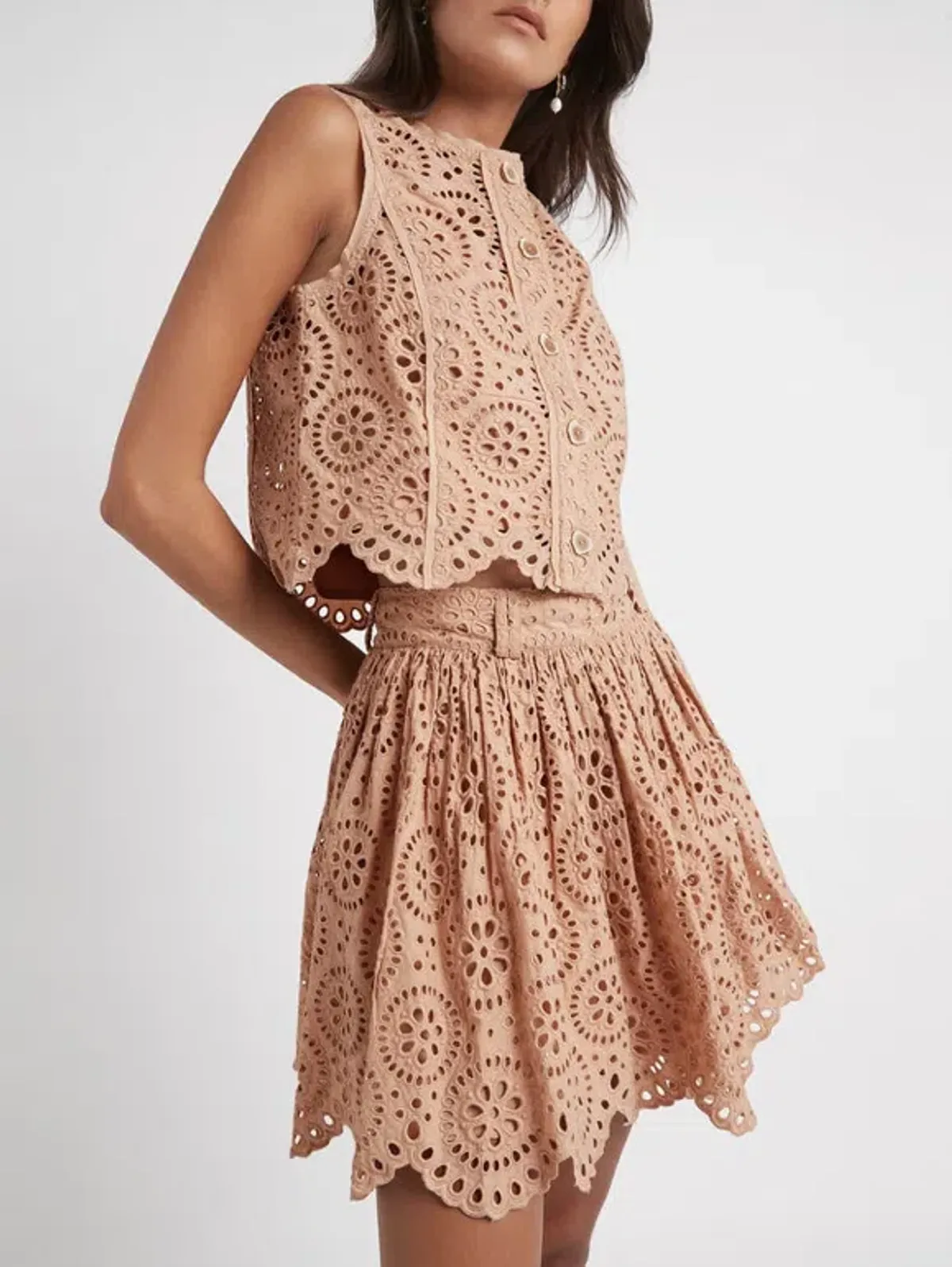 Aje Salita Broderie Skirt Beige Size 10 for rent on The Volte - main image