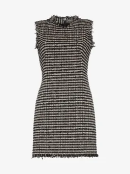 Alexander McQueen Sleeveless Frayed Edge Tweed Mini Dress Black Size 10  for rent on The Volte - image 3