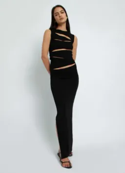 Christopher Esber Slashed Knit Dress Black Size 8 for rent on The Volte - image 1