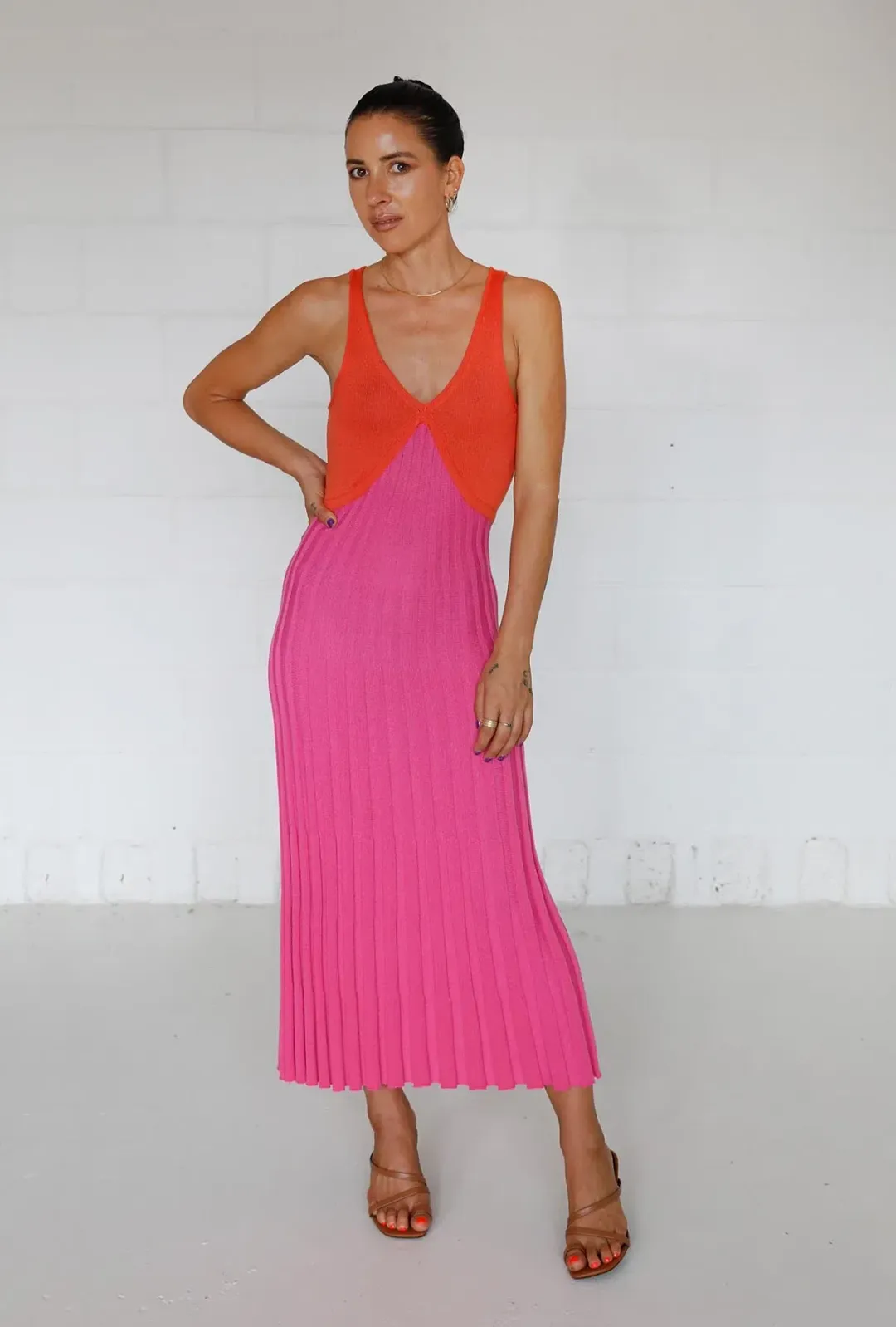 Andean Collective Tamika Dress Flamingo Flame Size S/M for rent on The Volte - main image