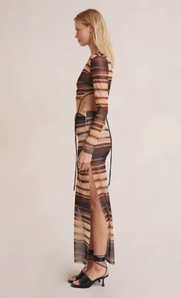 Bec and Bridge Watercolour Long Sleeve Crop Top and Maxi Skirt Set Print Size 8 for rent on The Volte - image 2