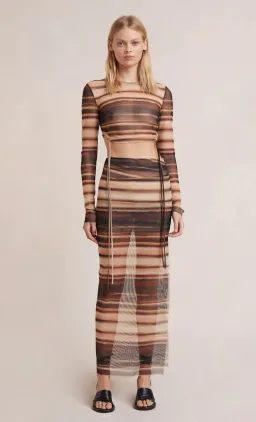 Bec and Bridge Watercolour Long Sleeve Crop Top and Maxi Skirt Set Print Size 8 for rent on The Volte - image 1