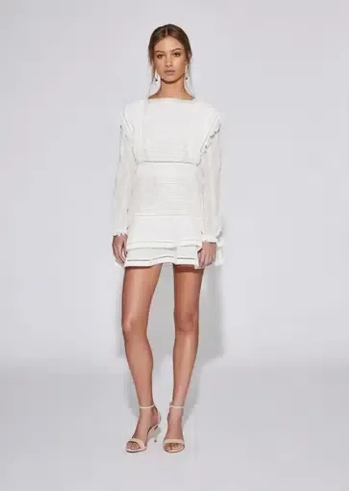 Sir the Label Ciel Detailed Long Sleeve Mini Dress Ivory Size 10 for rent on The Volte - main image