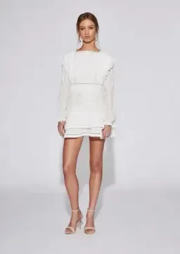 Sir the Label Ciel Detailed Long Sleeve Mini Dress Ivory Size 10 for rent on The Volte - image 1