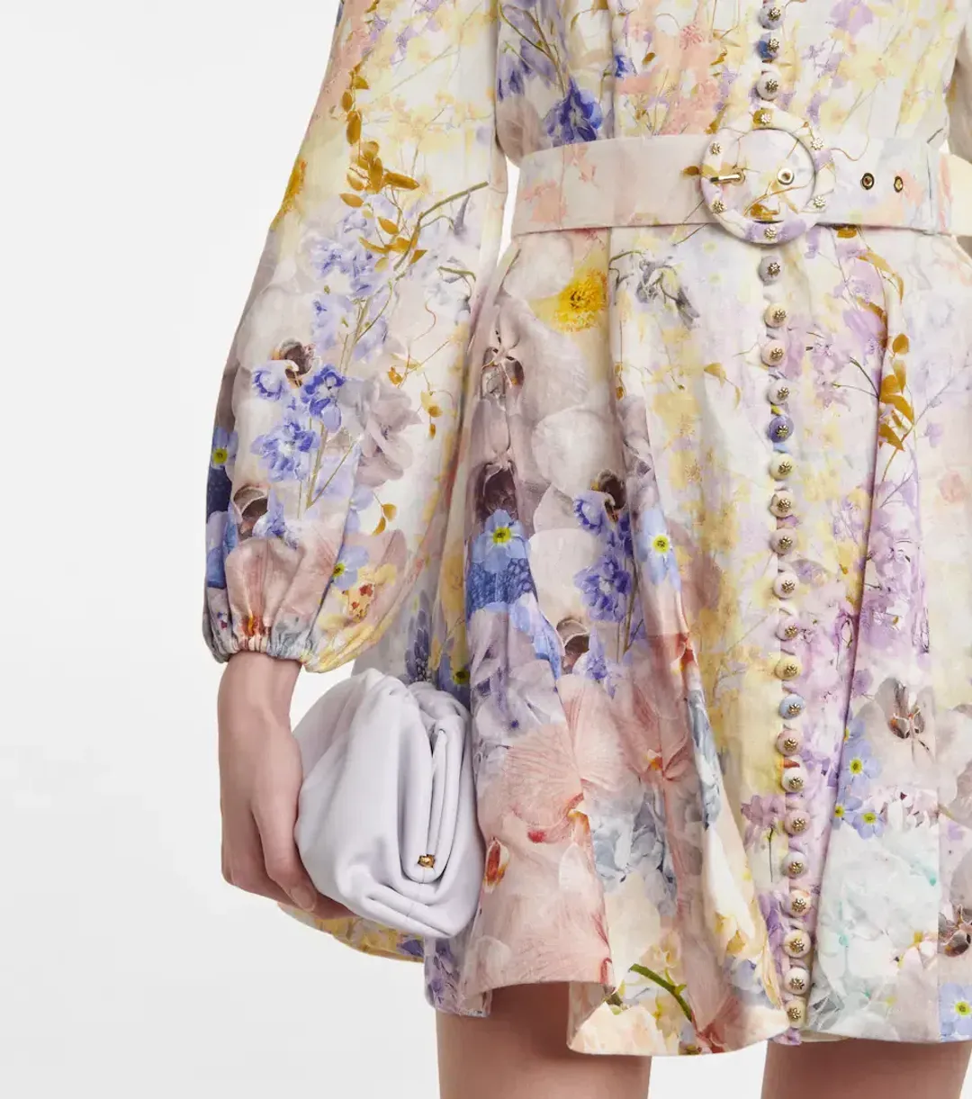 Zimmermann Rhythmic Buttoned Mini Dress Citrus Garden AU12 (22:03) for rent on The Volte - main image