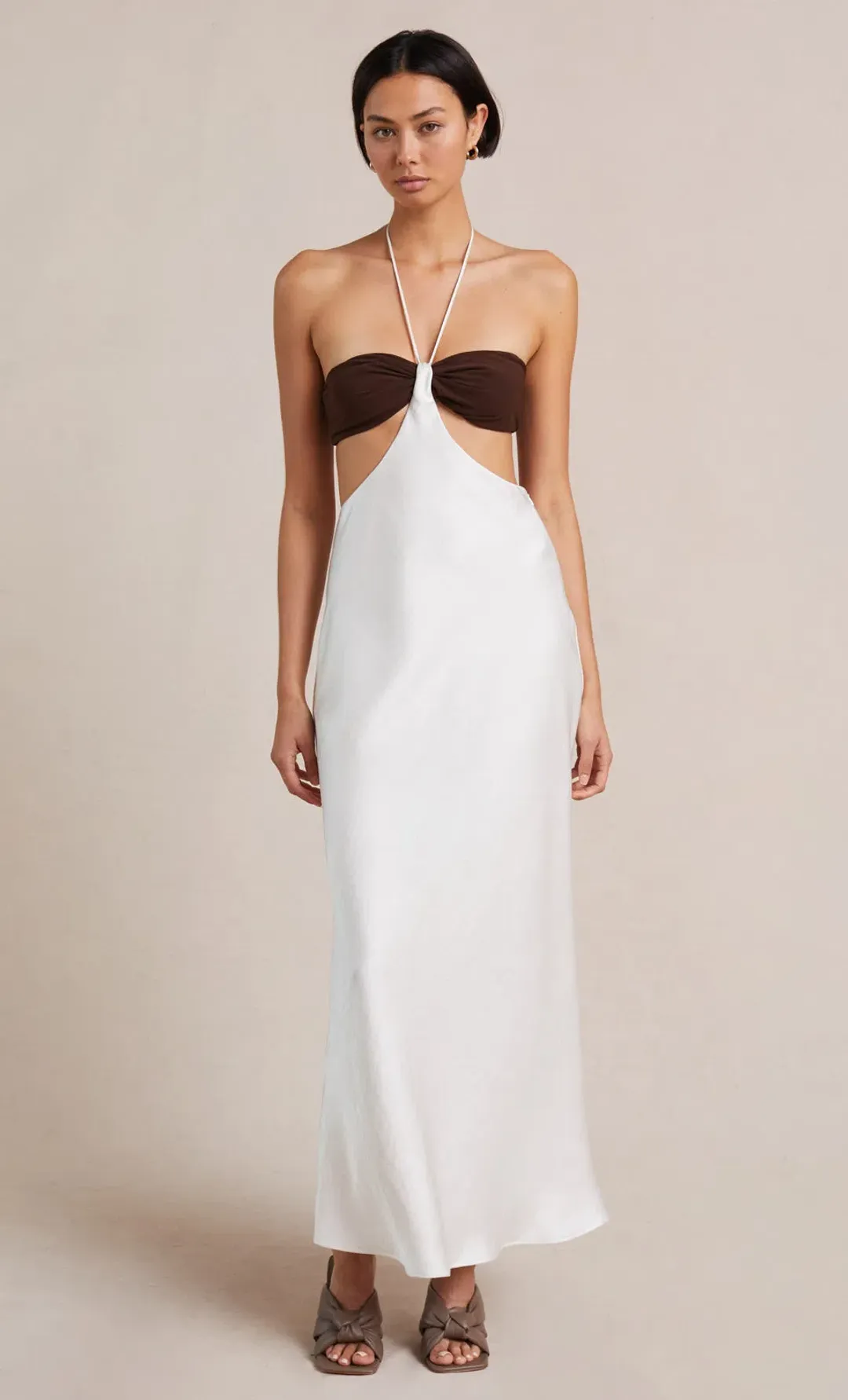 Bec & Bridge Nadia Cut Out Dress Ivory/Chocolate Size 10  for rent on The Volte - main image