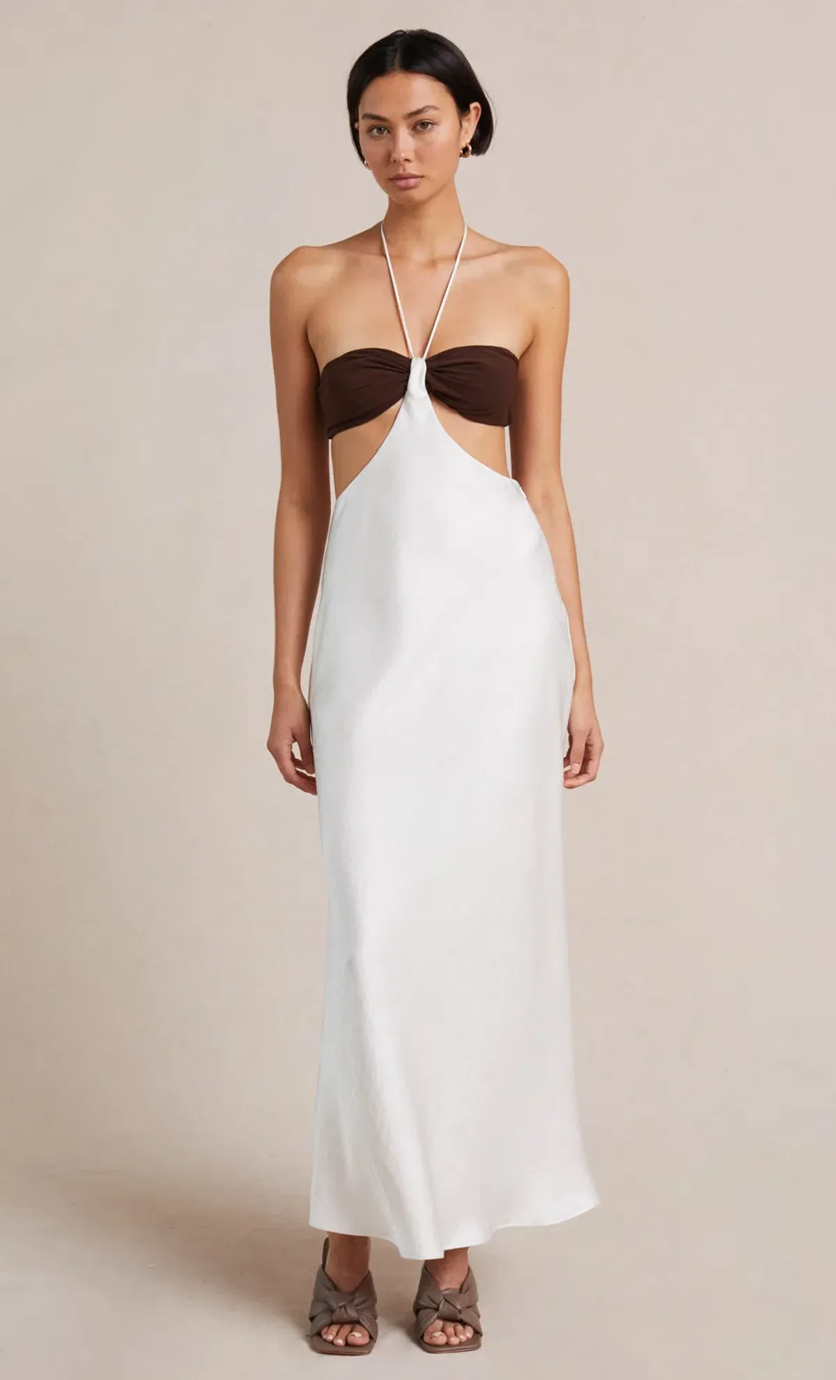 Bec & Bridge Nadia Cut Out Dress Ivory/Chocolate Size 10  for rent on The Volte - main image