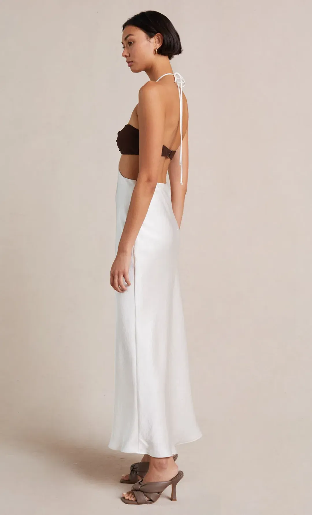 Bec & Bridge Nadia Cut Out Dress Ivory/Chocolate Size 10  for rent on The Volte - main image