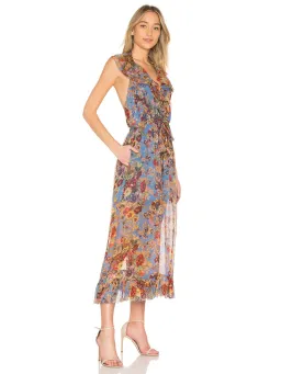 Zimmermann Lovelorn Frill Jumpsuit In Blue Floral Size 0 / AU 8 for rent on The Volte - image 2