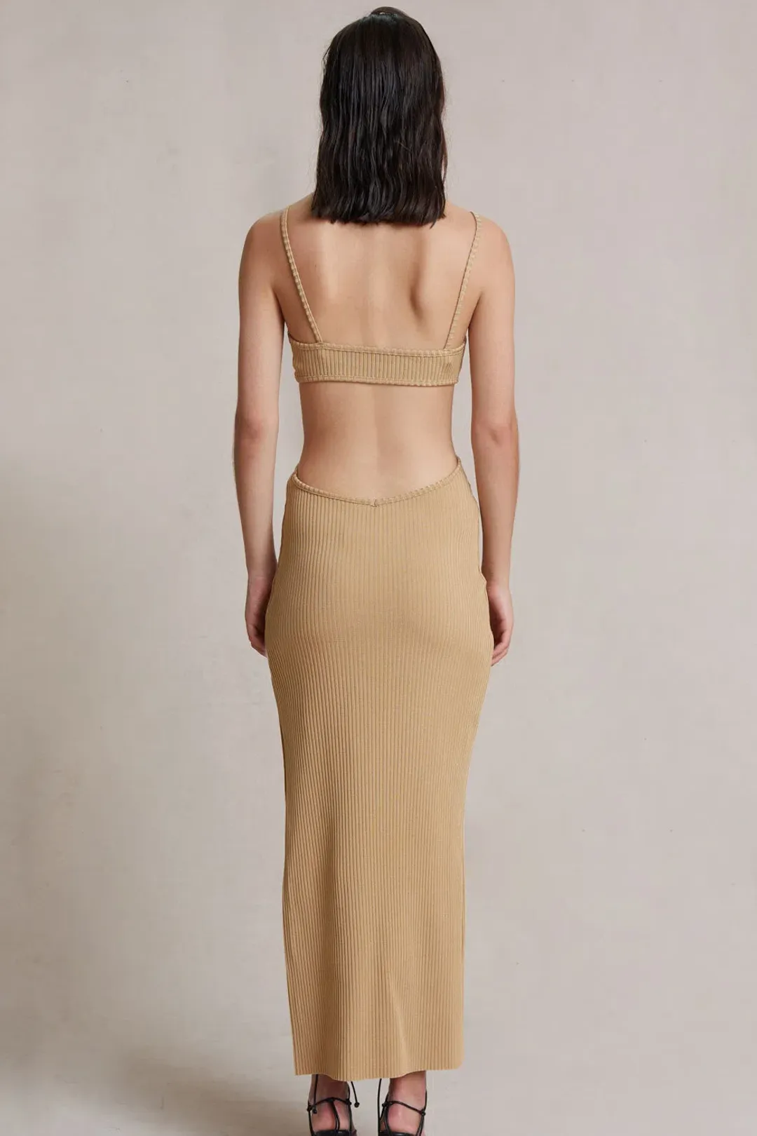 Bec & Bridge Selene V Maxi Dress Camel Size 12  for rent on The Volte - main image