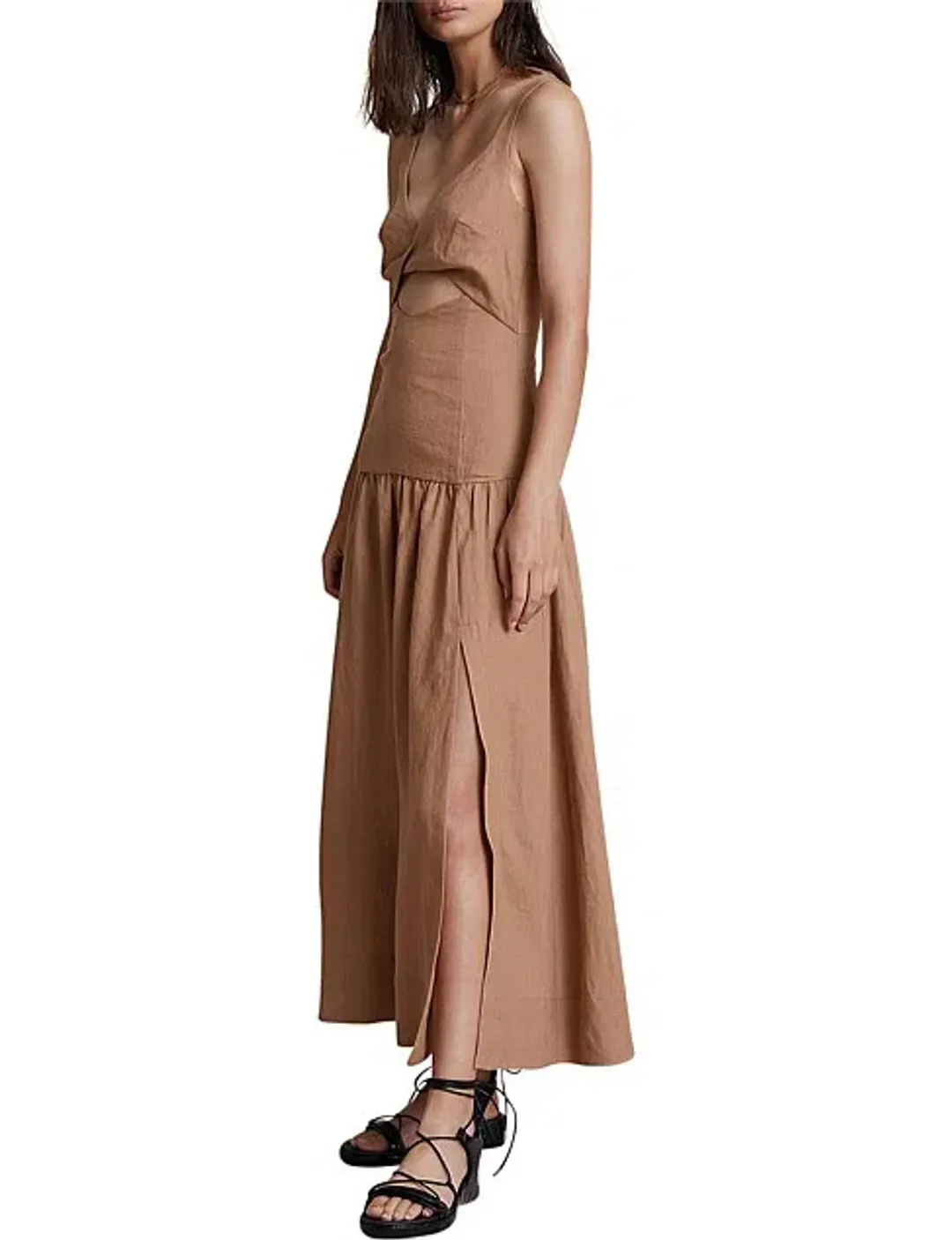  BEC & BRIDGE CAMEL ALAMOS MIDI DRESS - SIZE 6 AU/2 US (RRP $350) for rent on The Volte - main image