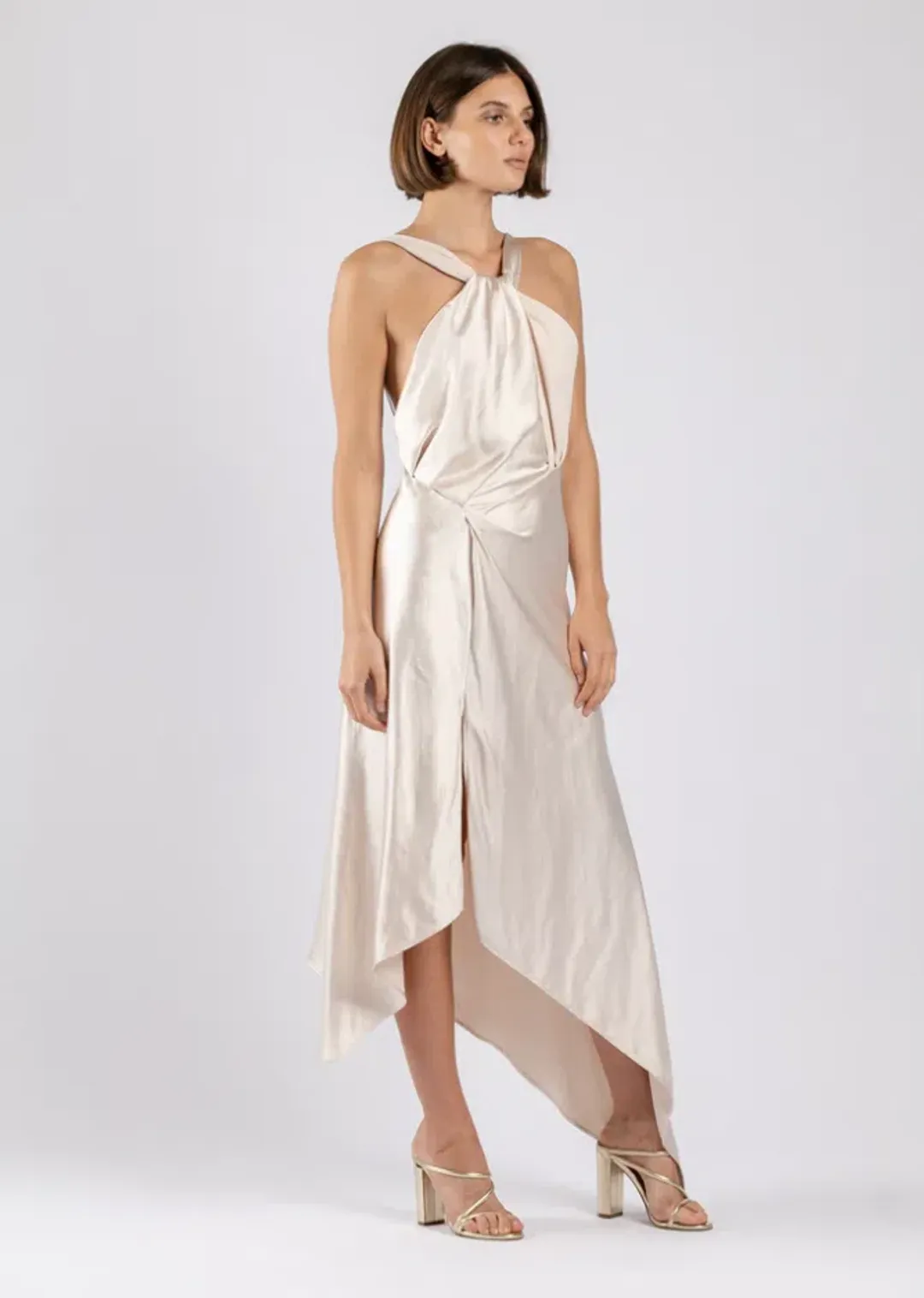 One Fell Swoop Audrey Midi Dress Mother of Pearl Size 8 for rent on The Volte - main image