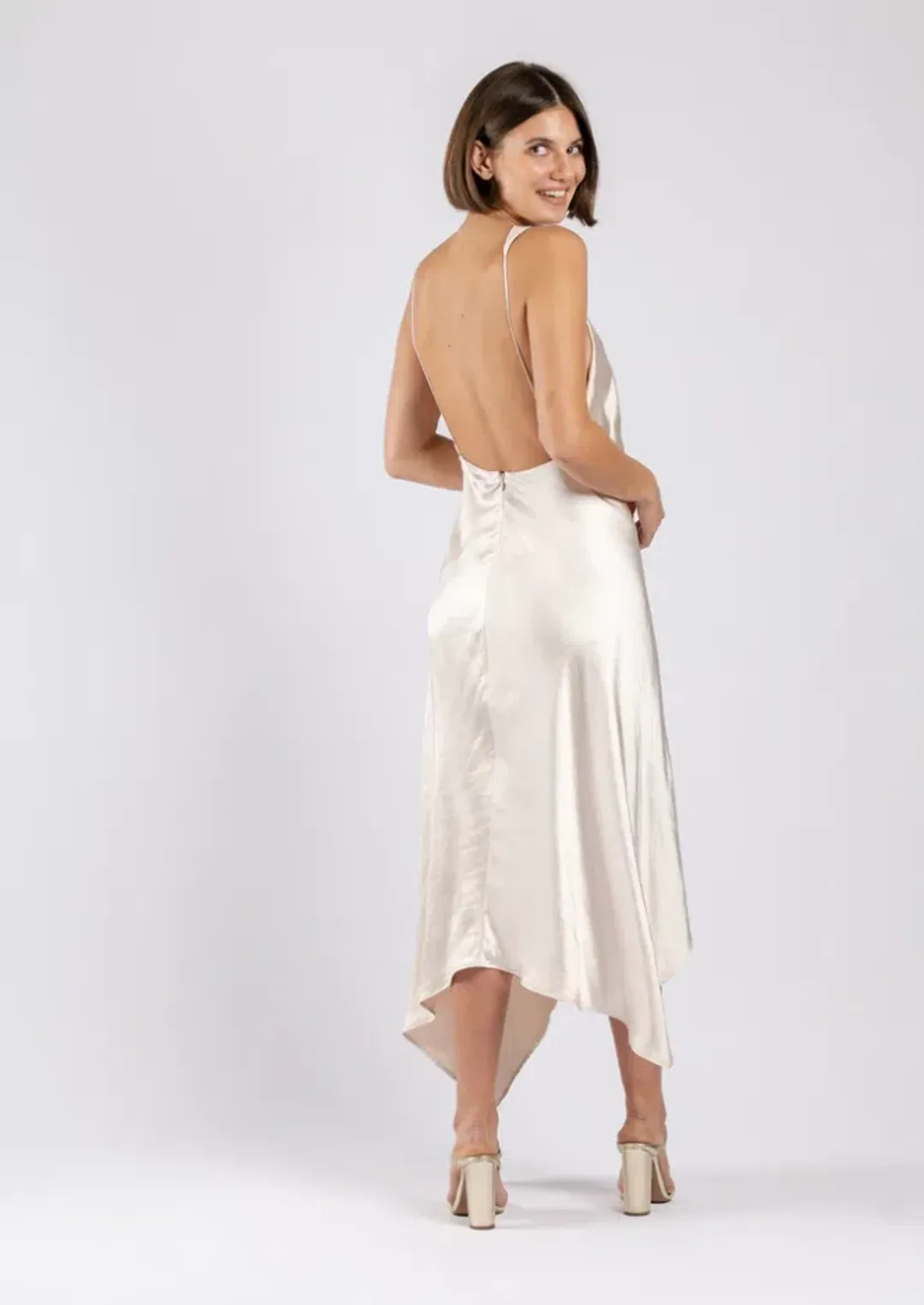 One Fell Swoop Audrey Midi Dress Mother of Pearl Size 8 for rent on The Volte - main image