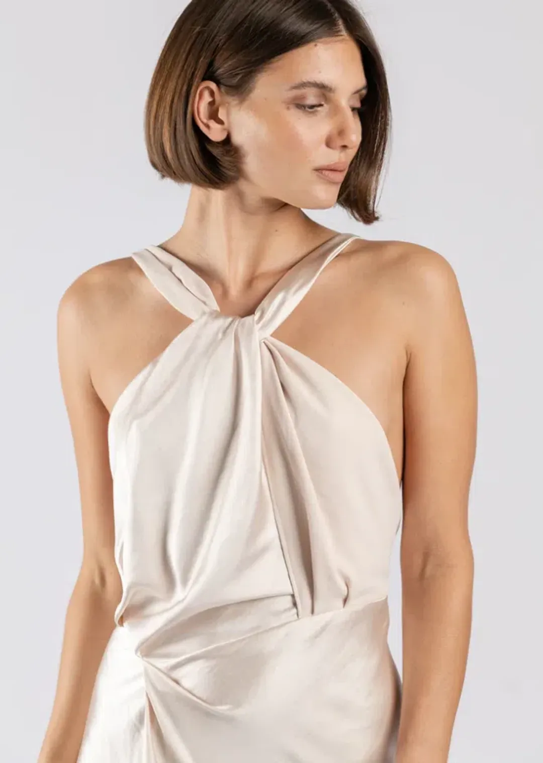 One Fell Swoop Audrey Midi Dress Mother of Pearl Size 8 for rent on The Volte - main image