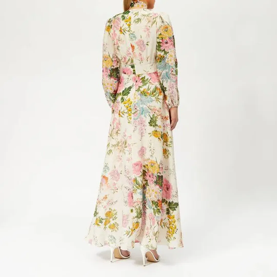 Zimmermann Heathers Long Plunge Dress Floral Size 0P / AU 6 for rent on The Volte - main image