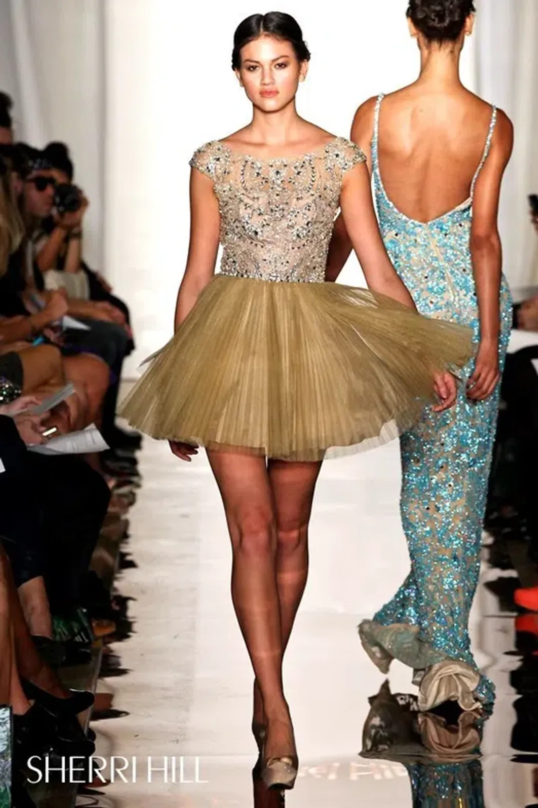 Sherri Hill 2814 Formal Dress Pink Beaded Size 8 for rent on The Volte - main image