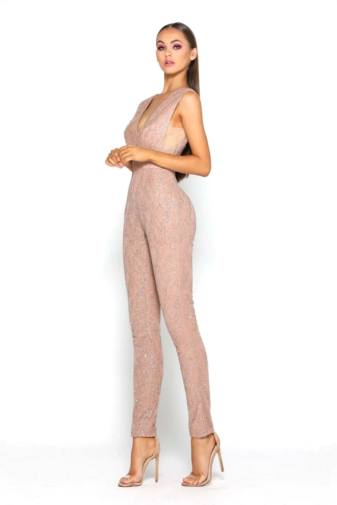 Portia and Scarlett Savanah Rose Gold Jumpsuit Size S for rent on The Volte - main image