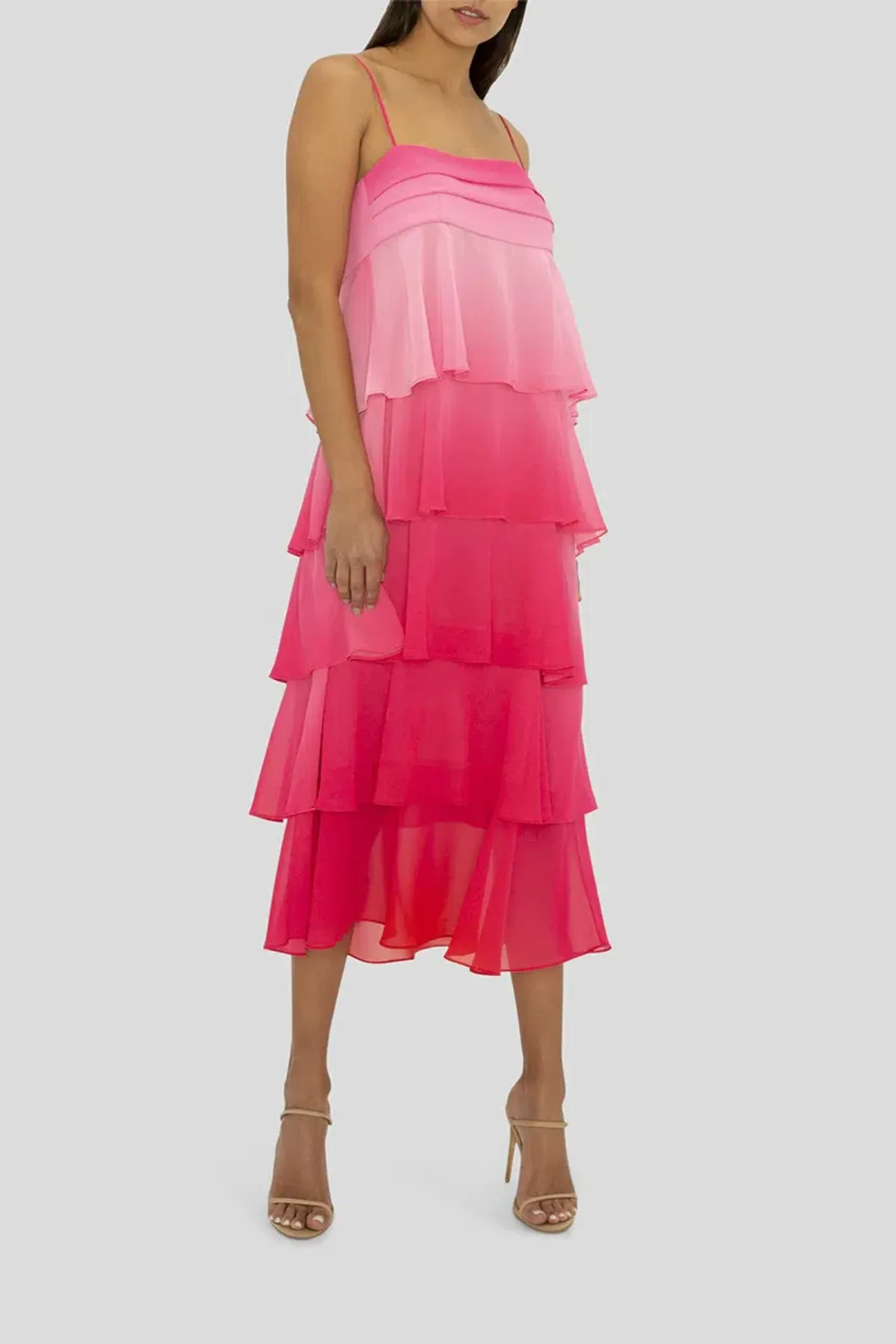 Carla Zampatti Cloud Nine Dress Passion Pink Ombre Size 4 for rent on The Volte - main image