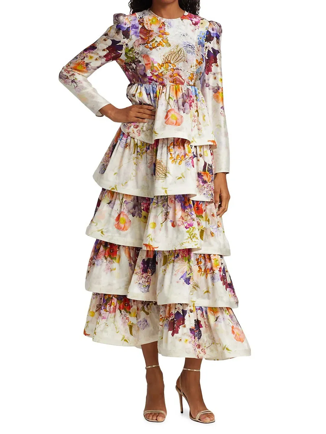 Zimmermann Prima Tiered Midi Dress Floral Size 1 / Au 10 for rent on The Volte - main image