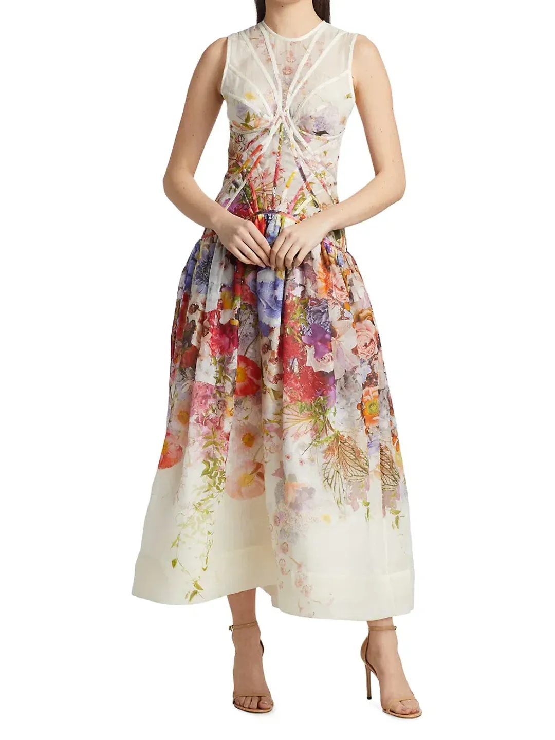 Zimmermann Prima Panelled Midi Dress Print Size 2 for rent on The Volte - main image
