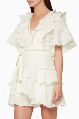 Acler Basque Ruffle Dress in Ivory Size 10 for rent on The Volte - image 2