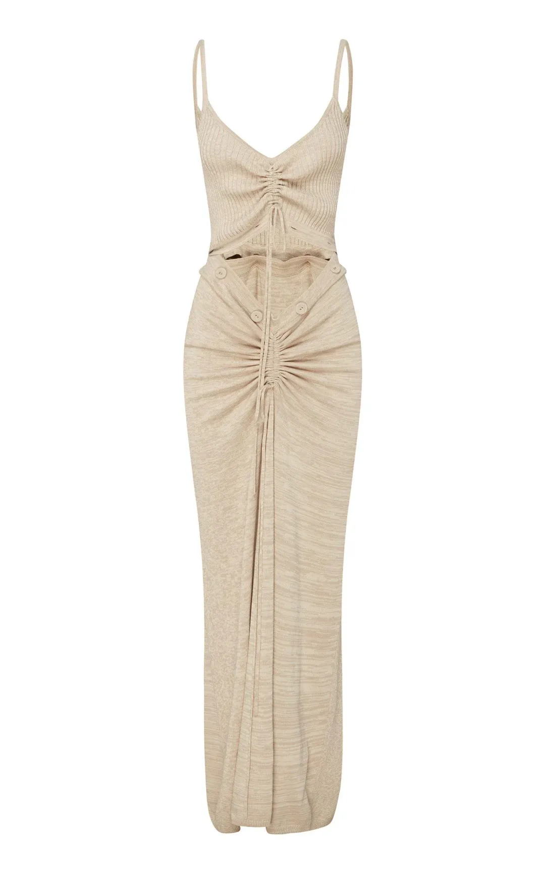 Christopher Esber Ruched Disconnect Cami Dress Beige Size 4 for rent on The Volte - main image