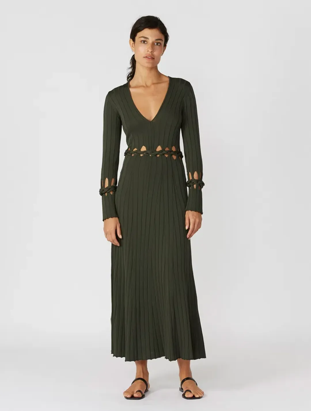 Dion Lee Braid Long Sleeve Dress Green Size 8 for rent on The Volte - main image