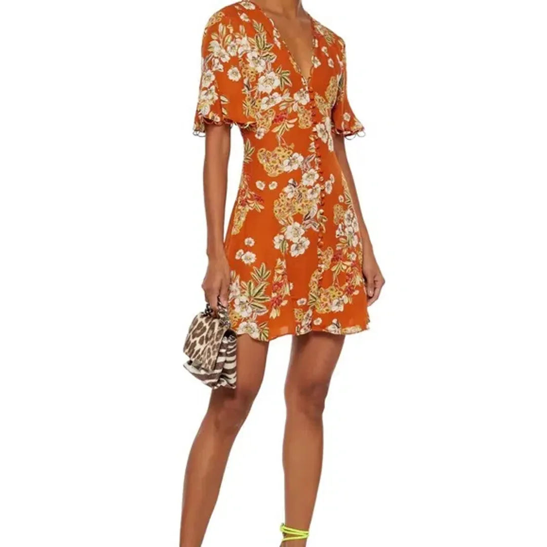 Nicholas Godet Mini Dress Orange Floral Size 12 for rent on The Volte - main image