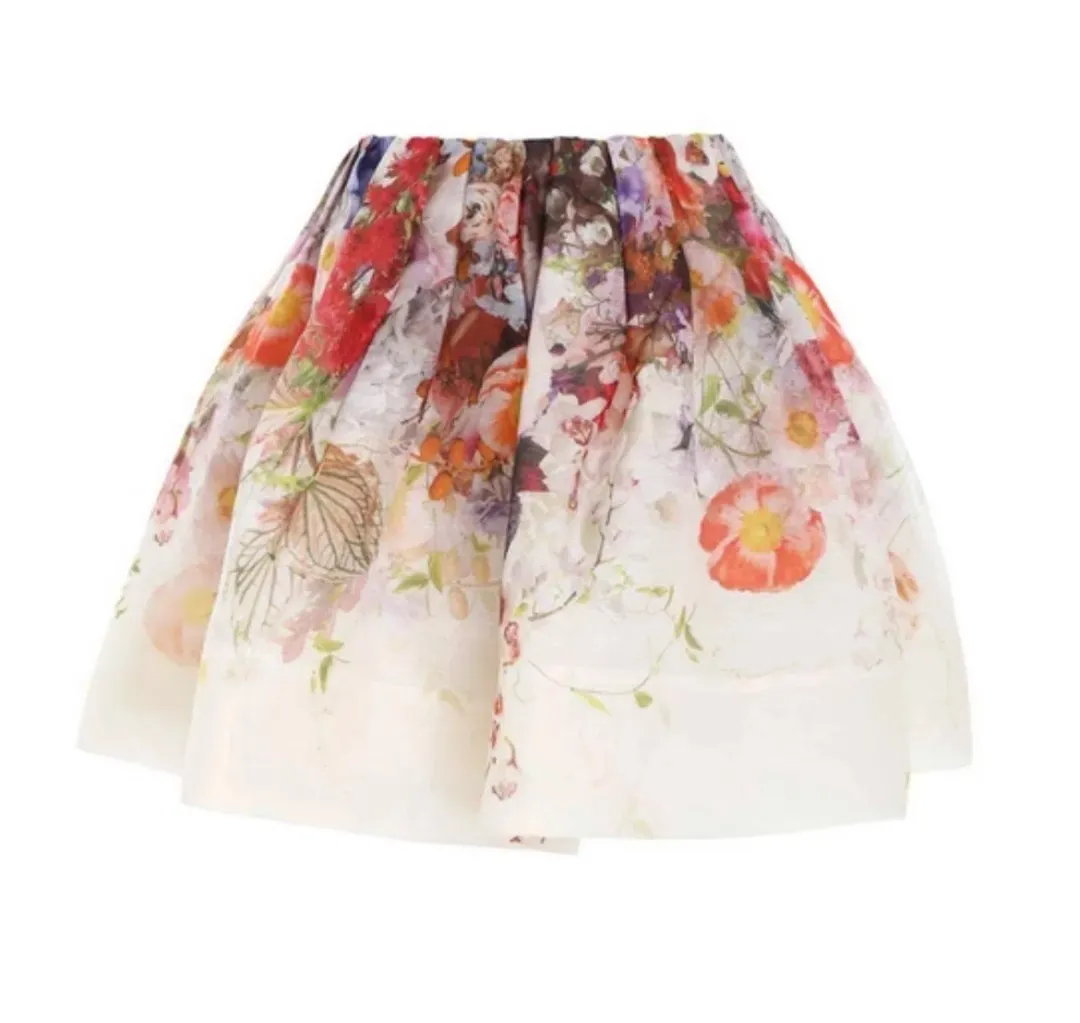 Zimmermann Prima Gathered Mini Skirt Floral Size 1 / Au 10 for rent on The Volte - main image