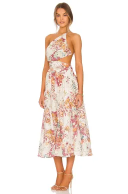 Zimmermann Pattie Asymmetric Dress Cream Floral Print Size 0P/Au 6 for rent on The Volte - image 1