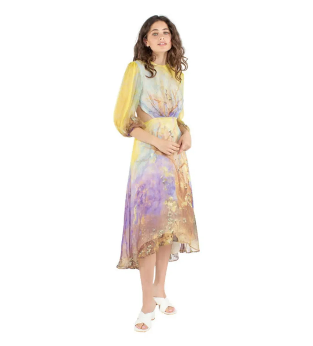 Leo Lin Salvation Silk Chiffon Dress Print Size 10 for rent on The Volte - main image