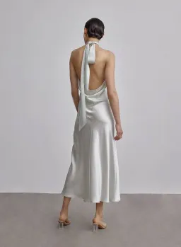 Silk Maison French Bow Halterneck Silk Maxi Dress White Size XS for rent on The Volte - image 2