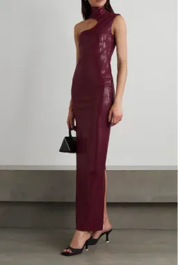 Yara Sequined Jersey Turtleneck Maxi Dress Burgundy Size 10 for rent on The Volte - image 3