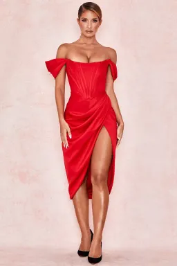 House of CB Loretta Midi Dress Red Size XS / Au 6 for rent on The Volte - image 1